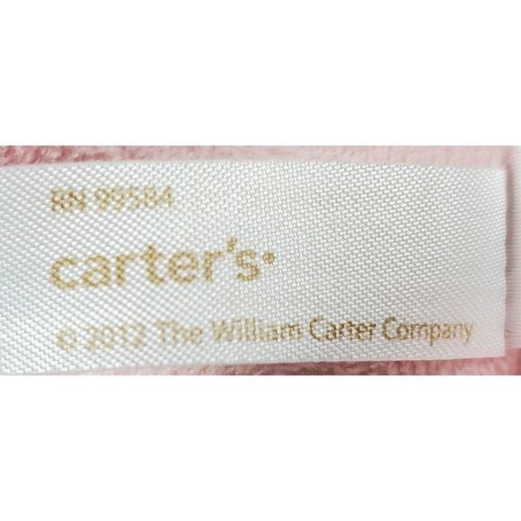 Carters Pink Teddy Bear Rattle Ring Lovey Baby Security Blanket Plush Satin Trim - Picture 7 of 9